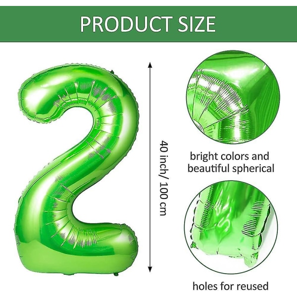 40inch Giant Helium Foil Number 0 To 9 Age Balloon For Birthday Party,photo Shoot(green,2)