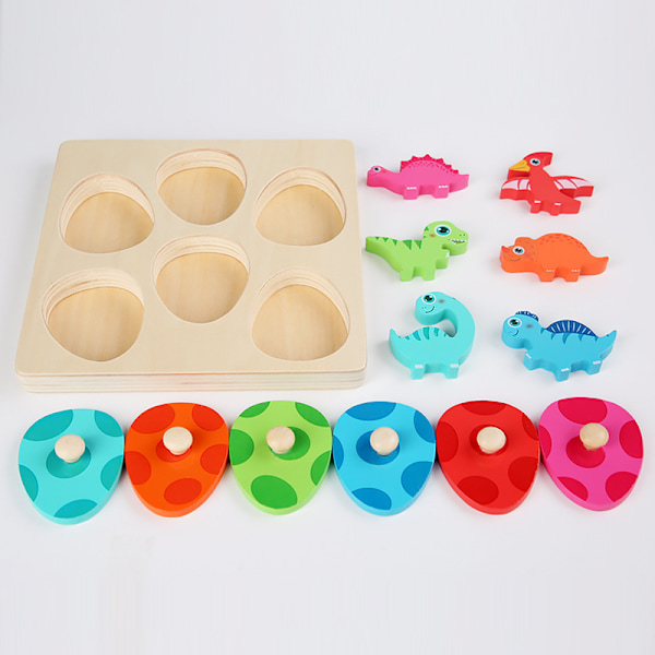 Baby Leksak 1 2 3 År, Montessori Träpussel Leksak, Klassificering Utbildningsspel, Färgglada Dinosaurie Leksaker, Present Pojkar Flickor Födelsedag Jul