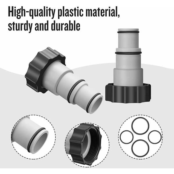 Replacement Hose Adapter with Clamp for Intex Above Ground Pool, 1.5\" to 1.25\" Hose Adapter for Threaded Pumps (2 Pack)