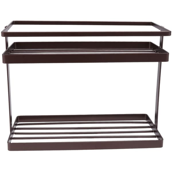 Kitchen Bathroom Wall Mounted 2 Tier Storage Organizer Storage Shelf Art Wall Shelf Multi-layer Spice Rack