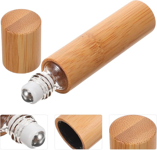 10 ml påfyllningsbara glasflaskor med rullkork för eteriska oljor och parfym, resebehållare för kosmetisk olja, tom aromaterapi