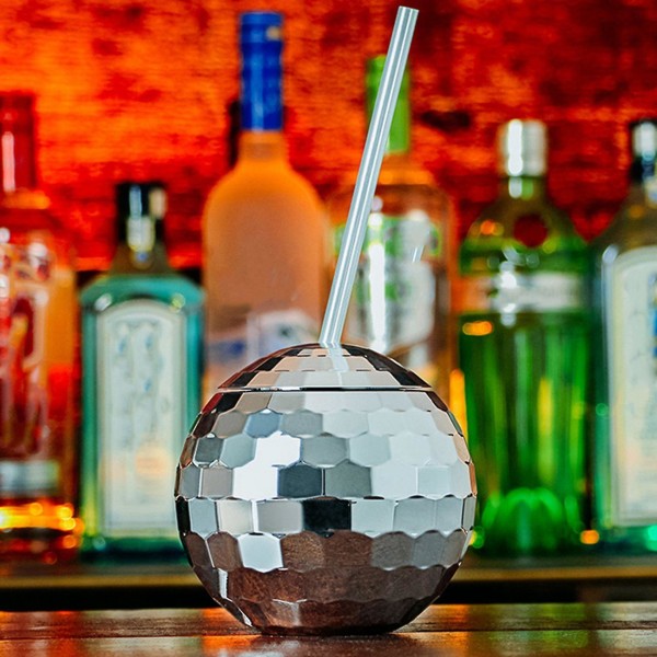 3 stk Flash Ball Cocktail Cup Nattklubb Bar Party Lommelykt Halm Vinglass, Sølv Gull