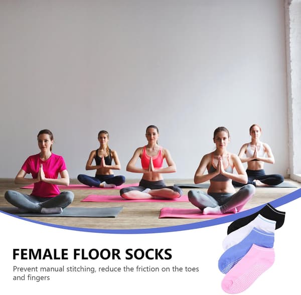 4 Pairs Women's Low Cut Boat Socks for Training, Non-Slip Polyester Cotton Blend