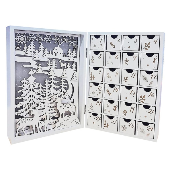 Hjemmegave Bordplate Tre Adventskalender Tre Juletrær Jul Nedtelling Kalender Lys Ivory29x21cm Ivory 29x21cm