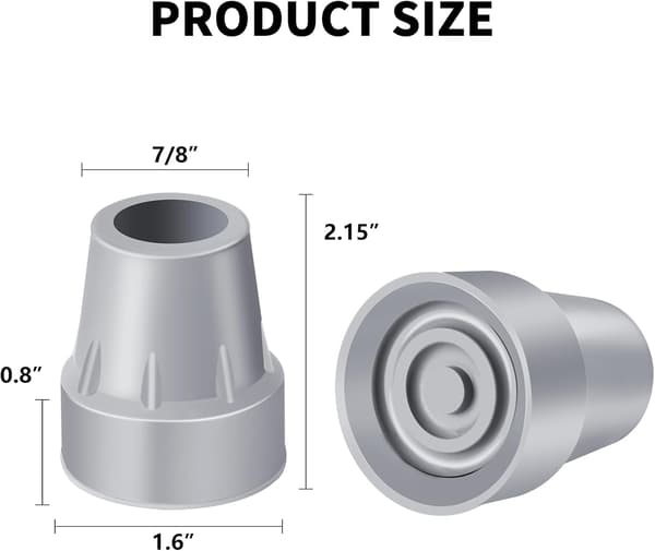 Kryckspetsar 7/8 tum Uppgraderade kraftiga gummikryckstillbehör Ersättningsgummikäppspetsar, 4-pack