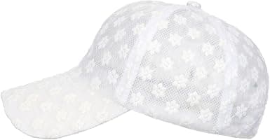1 st vit damspets liten blomma basebollkepsar justerbar ihålig spetshatt sommarkeps solskydd Vit White