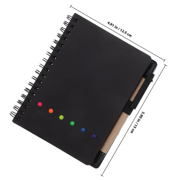 Spiral Notebook with Pen Holder and Sticky Tabs, 30-Page Pocket Notebook