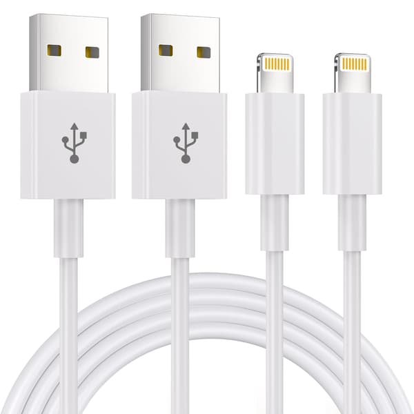2-pack 1,8 m laddningskabel [Apple MFi-certifierad] 2,4 A Lightning till USB snabbladdningskabel för iPhone