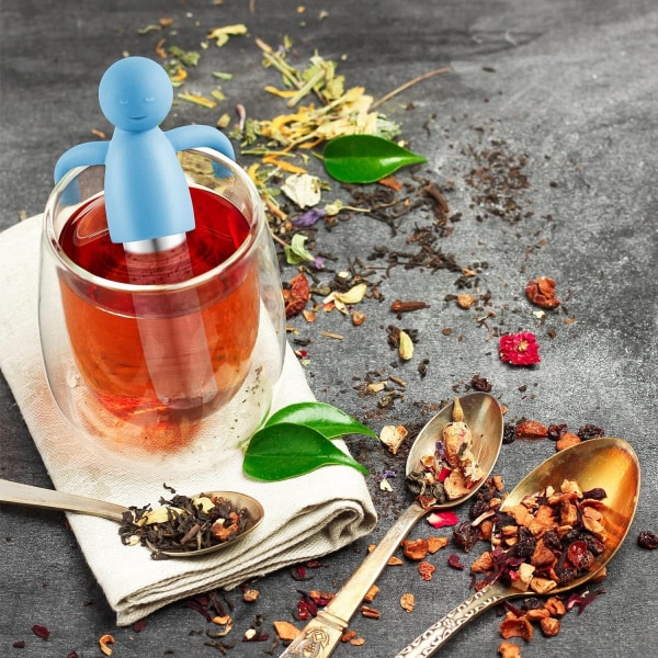 2 stykker te-infuser til løs te Sød, finmasket te-si Rustfrit stål tefilter Kugle te-diffuser Stejler til tekopper tekander (blå, grøn)