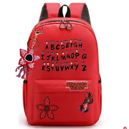 Stranger Things Backpack with 2 Charms, Unisex School Bag (44x29x12cm) Red 01 Red 01