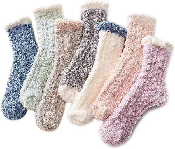 7 par fluffy damestrømper, hyggelige, varme, tykke, bløde fleece-strømper-FA-