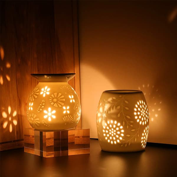 Aromalampe telysholder duftlampe i keramikk med lysslukker