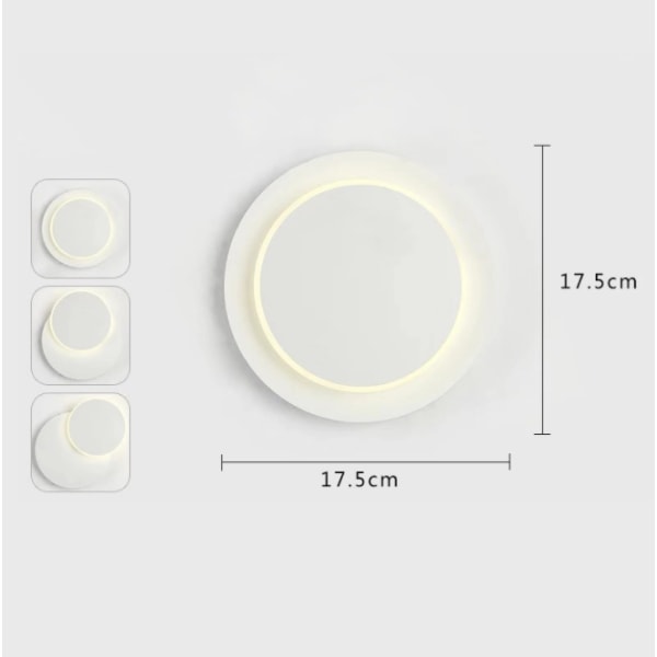 LED-vägglampa i smidesjärn, roterande, nattlampa till sovrummet, inredning, vit