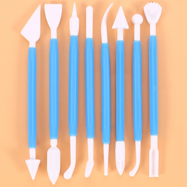 Muoviset savityökalut Muovailusavityökalut lapsille muotoiluun ja kuvanveistoon, sininen 8- set lasten saviveistoksia
