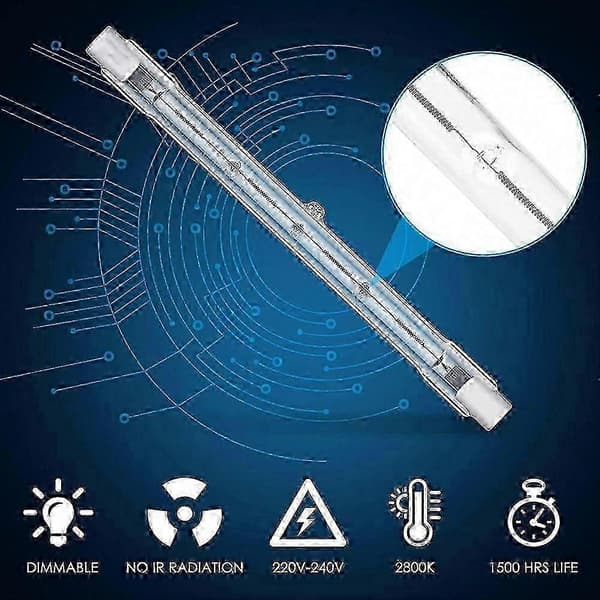 6 stk 300W 118mm R7S Dæmpbare J-type halogenpærer til arbejdsbelysning, sikkerhedsbelysning, gulvlamper