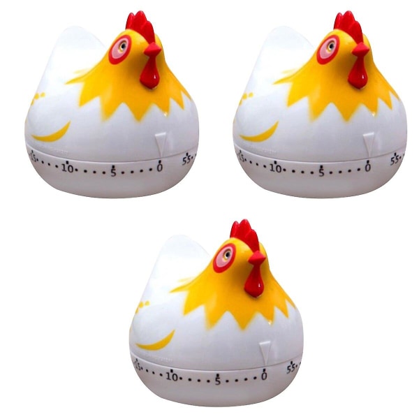 3st Hen Timer Mekanisk Rolig Kreativ Praktisk Köksbakning Påminnelse (vit)3st6,5*6,7CM 3pcs 6.5*6.7CM