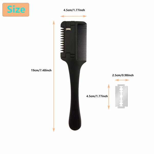 3 stk. barberknivkamme med ekstra 10 stk erstatningsbarberknive, hårklipperkam til tyndt og tykt hår, dobbeltkantet barberknivhårklipperkam.