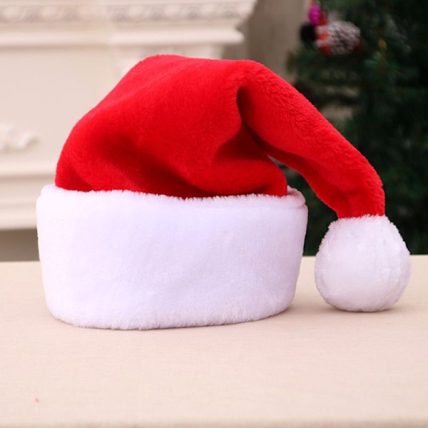 Julemandshue til Kvinder, Voksne Unisex Fløjl Komfort Julehue Plys til Jul Nytår Festlig Feriefest