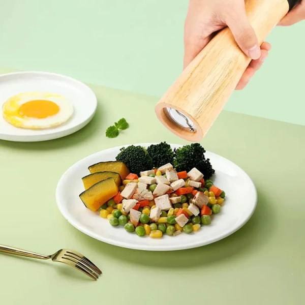 Salt- og pepperkvernsett - Premium akasiatregrinders med justerbar keramisk kvernmekanisme - 8 tommer påfyllbare salt- og