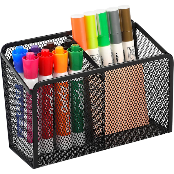 Magnetisk Penneholder, Mesh Blyantsholder til Skrivebordsopbevaring Kurv Organizer Markørholder - 2 Kurve