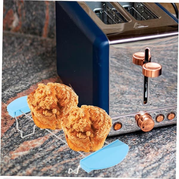 Silicone Warming Rack for Toaster with Anti-Scald Sides, Non-Slip Bread Holder, Dishwasher Safe