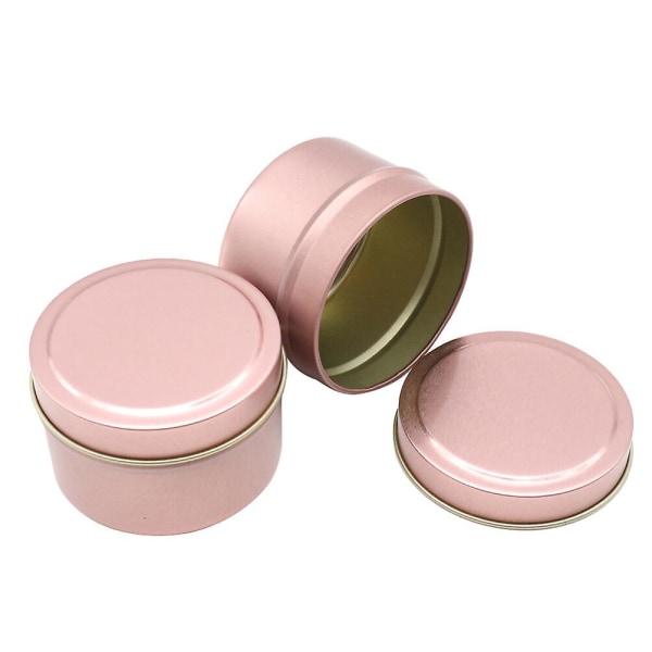 5 Pcs Tinplate Candy Boxes Small Round Candle Jar Gift Storage Tank Sealed Biscuit Container - 6.5x4.5cm (rose Gold)Golden5 Pcs