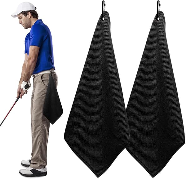 Bærbare hurtigtørrende golfhåndklæder med klemme til golftasker, mikrofiber golftaske håndklæde til mænd, kvinder.