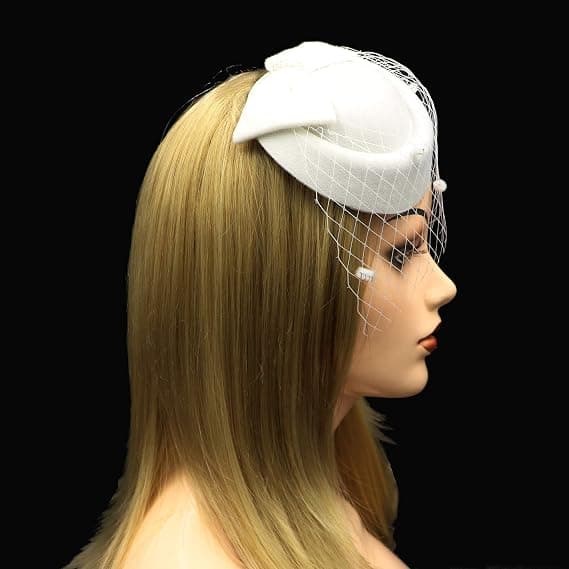 White - Ladies Derby Kentucky Tea Party Wedding Hat with Bow