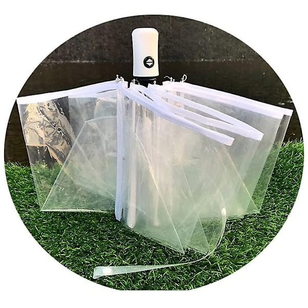 Automatisk Åbne Lukke Transparent Foldbar Paraply Automatisk Paraply 8 Ribber Paraply - Perfekt