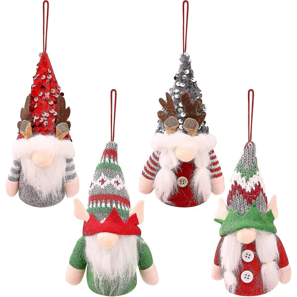 Julepyntlys, plysj-alve-glødende dukke, nissedukke-nisse, juletre som henger pynt Gaver Innendørsfest dekorert, Grønn, Grå4