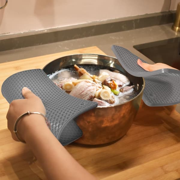 wxsp Silicone Square Pot Holders, 6-Pack Multifunctional Non-Slip Heat Resistant Pot Holders - Grey Grey