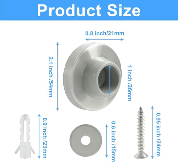 Konkav vægdørstopper børstet satin nikkel 6 stk. item_package_quantity