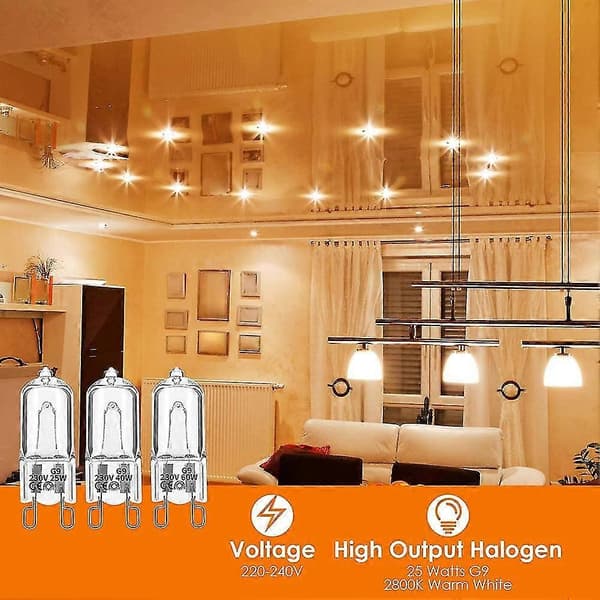 20 stk G9 Halogenpærer - 25w 230V - Til Lysekroner