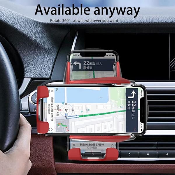 15W Wireless Car Charger, Automatic Clamping Wireless Phone Holder - For All Devices - Blue