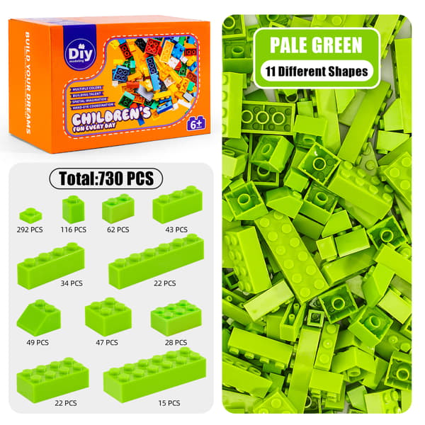 730 st Micro Brick DIY-kit – Kreativt fritt byggande löst pack*Fruktgrön* Fruit Green Fruit Green