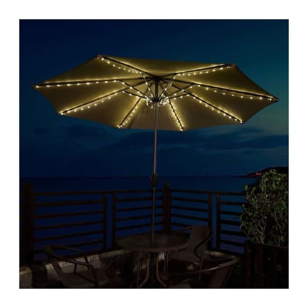 Wireless LED Parasol Lighting 8 Arms 130 cm - Remote Control, 8 Modes, Warm White, IP65 Waterproof, Battery Powered