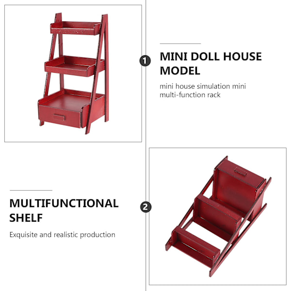1 stk Mini Blomsterstativ Modell Simulering Oppbevaringshylle Ornament Miniatyr Scene Rekvisitt Rød 10,8x5,5cm Red 10.8x5.5cm