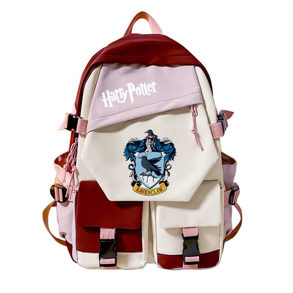Harry Potter Gryffindor Backpack, Color Block Student School Bag, Wizard-Themed Travel Backpack**Red 4 Red 4 Red 4