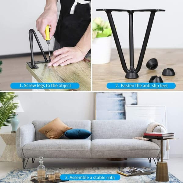 Sæt med 4 bordben 10 cm DIY møbelben til spisebord Lavt D