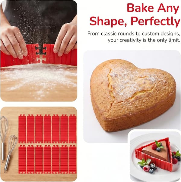 16-pakning silikonkakeform Magic Bake Snake, silikonkakeformere DIY rund rektangulær hjerteformet kakedessert, isbarriere slipsfarge -