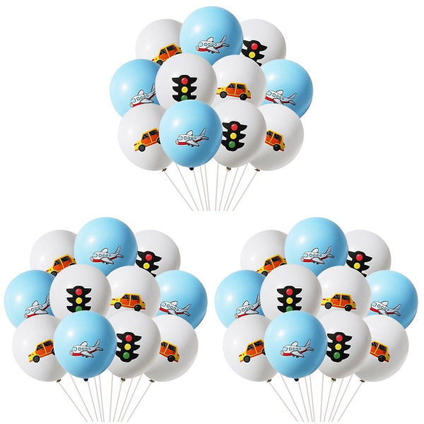 90 stk 12 tommer lateksballonger billysmønster ballonger trykte bilballonger med bånd for par 90 pcs 12CM
