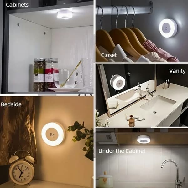 3-pack LED Night Lights USB Rechargeable Wall Lamp With Magnetic Base White Light