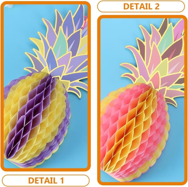12 st ananas papper honeycomb hängande dekor för hawaiiansk fest