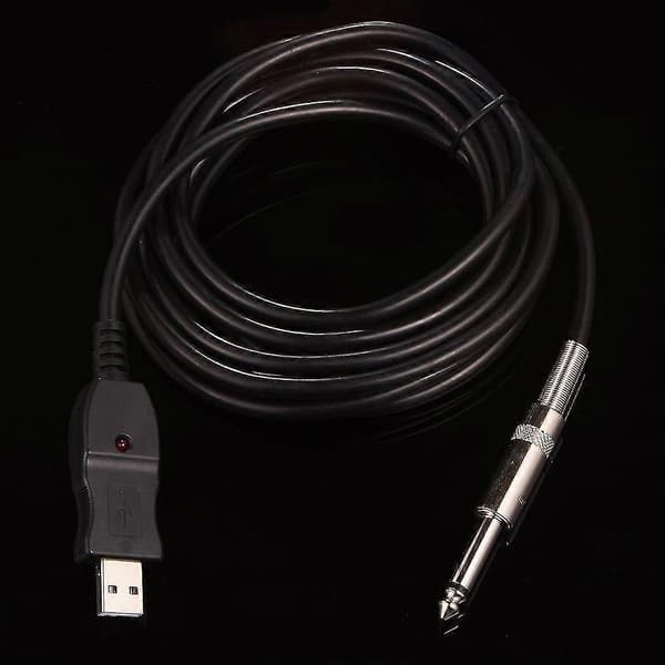 Gitarr till PC USB Inspelningskabel Adapter Konverter Anslutningsgränssnitt 6,5mm