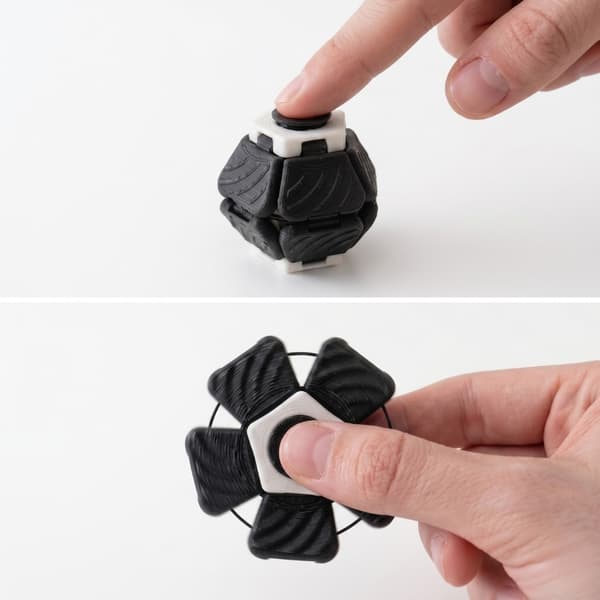 PentaSpin 2-i-1 Fidget Spinner & Taktil Klikker Stresslindring Sort M Svart m