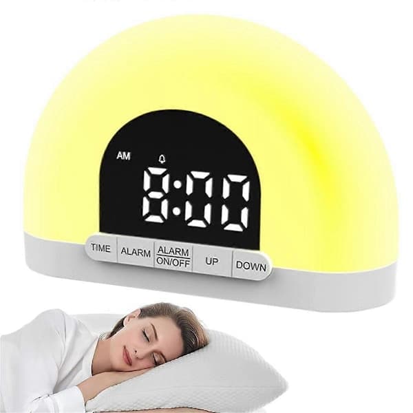 Sunrise Alarm Clock with Light Simulation and Snooze for Deep Sleepers, Night Light for Bedroom, White