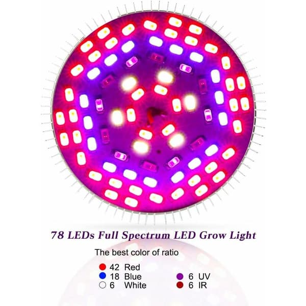 50W 78LED Kasvivalaisin Polttimo Kasvivalaistus E27 7 aallonpituudella AC