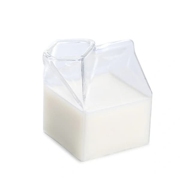 Mælkekarton i glas, gennemsigtig mini 350 ml