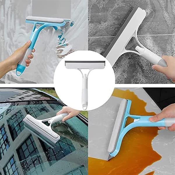 Multifunktionell Silikonfönsterputsare med Vattensprayfunktion Glasdörr Duschsqueegee Bil Hem Kök Hushållsviskare, Blå