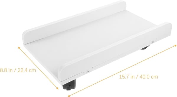 Rullende computerstativ med bremsehjul, hvid mobil PC-holder under skrivebordet